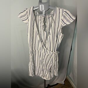 Hollister striped wrap romper white and blue‎ striped size medium